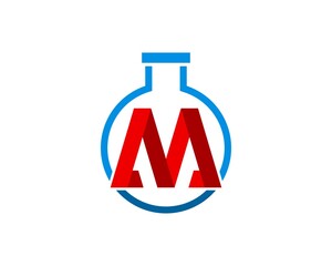 Wall Mural - Bottle laboratory with red M letter initial inside