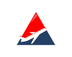 Wall Mural - Flight airplane in the triangle shape logo