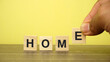 © Shafawi - Concept of HOME wording on wooden shape block.