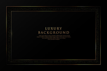 Wall Mural - abstract geometric shape overlapping on black background with glitter and golden lines glowing dots 