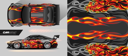 Sticker - car livery design with sporty abstract background