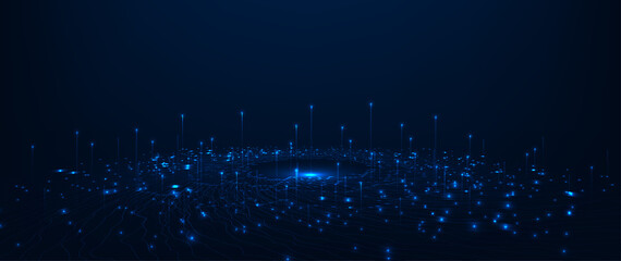Big data visualization graphic concept.Vector big data visualization.Wave Lines moving towards of pitted. Futuristic infographic vector illustration. Big data Abstract Technology background.