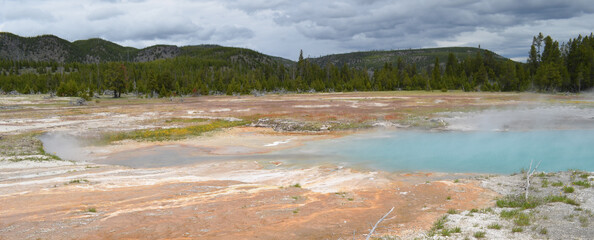  Late Spring in Yellowstone National Park: Wall Pool of the Sapphire Group in the Biscuit Basin Area of Upper Geyser Basin