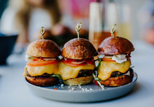 Close-up Mini Burger Burgers Colourful Food Brunch Cheese Fresh Lifestyle Mood Photography