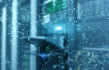 Wall Mural - 3d abstract technology and engineering server equipment background.