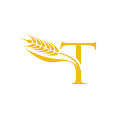 Wheat Grain Initial Letter T