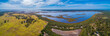 Wide aerial panorama of Lake Wellington in Gippsland, Australia