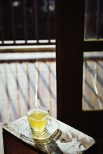 Herbal Tea On Harsh Shadow And Dark Moody Still Life Photography