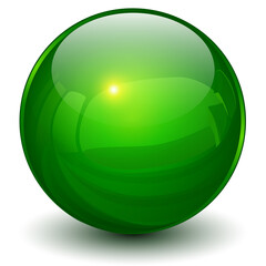 Aufkleber - Glass sphere green, 3D ball icon shiny vector illustration.