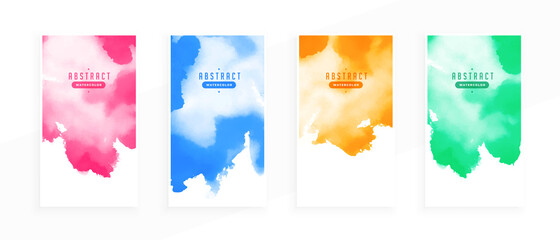 set of colorful watercolor stains banner design