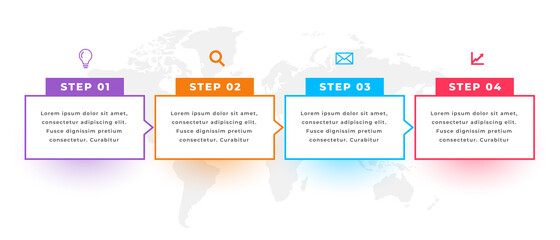 Sticker - directional infographic template with four steps