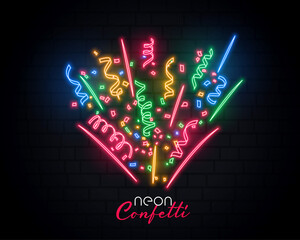 Wall Mural - bursting celebration confetti neon background