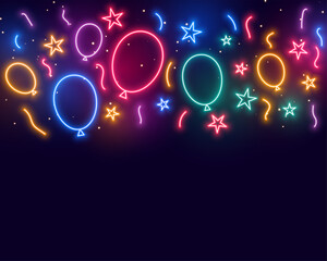 Poster - ballons stars and confetti celebration birthday background