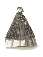 Model Drawing Of The Fashion In The 19th Century, From A Book Drawn In 1861