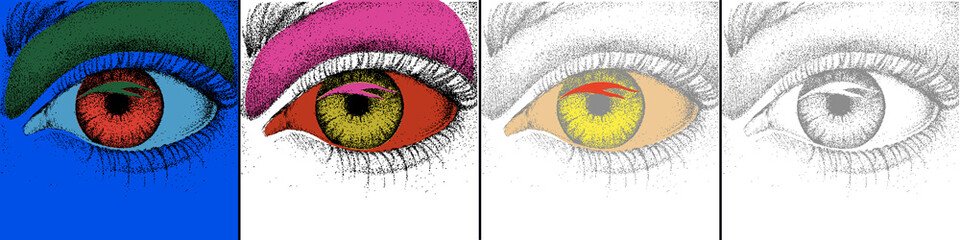 Eye design. Pop art with colorful and monochromic image of eye. Vector Illustration