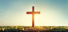 Cross On Spring Meadow Religion And Faith