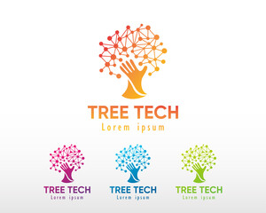 tree tech logo digital tree care tree creative full color