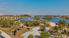 Aerial View Of Beautiful Jupiter Dubois Park From Drone Point Of View, Florida