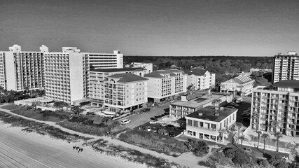 Wall Mural - Panoramic aerial view of Myrtle Beach skylineon a sunny day from drone point of view, South Carolina