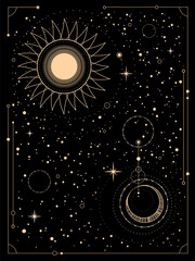 Wall Mural - mystical esoteric composition of the sun, moon and stars
