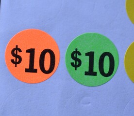 Ten Dollar Price Stickers