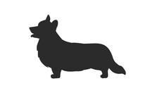 Black Dog Silhouette Isolated On White Background. Welsh Corgi Icon. Vector Illustration