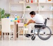 © Elnur - Disabled man cleaning floor at home