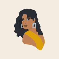 Wall Mural - Beautiful Indian woman. Flat vector illustration.