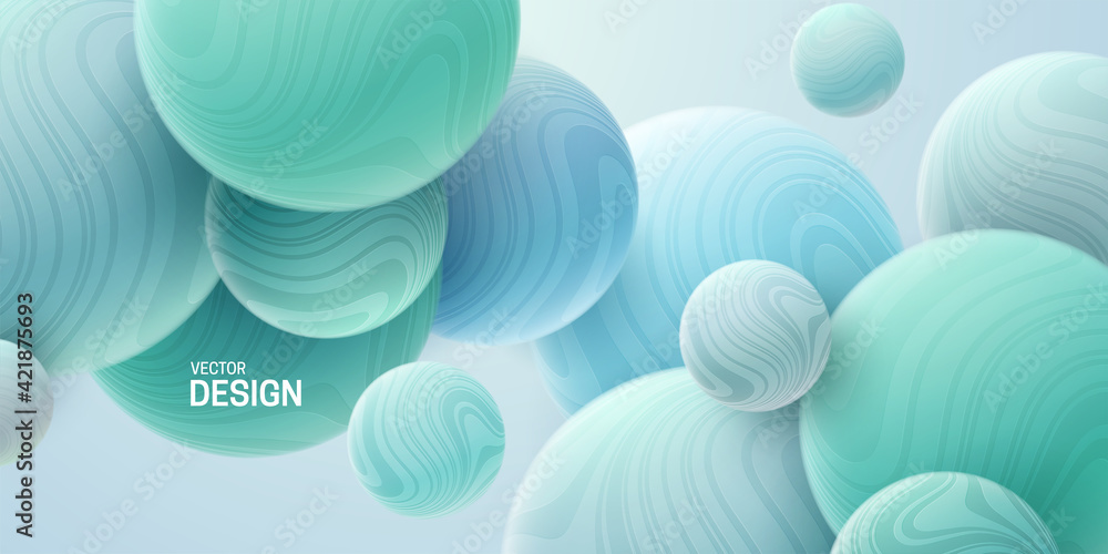 Abstract background with 3d dynamic spheres Stock Vector | Adobe Stock