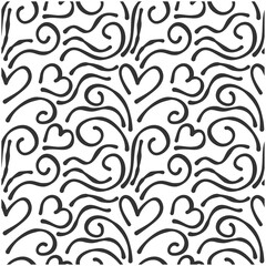  Pattern of black lines waves with hearts.