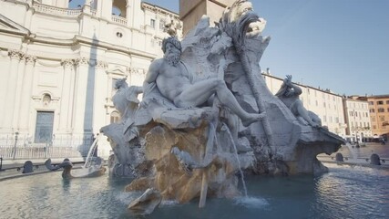 Wall Mural - Statue of Zeus in Bernini's fountain of Four Rivers in Piazza Navona, Rome