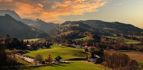 Aufkleber - Scenic View Of Mountains Against Sky During Sunset