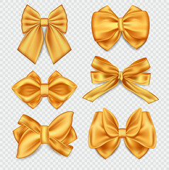 Wall Mural - Set of six different gold ribbons tied as decorative bows