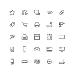 Wall Mural - Vector linear set of icons for online store, website and application development 
