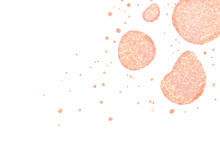 Abstract Light Art Trendy Stylish Cute Background With Watercolor Stains Glitter Coating And Shine. Pink Circles And A Scattering On A White Background