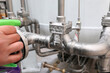 © Funtay - Leakproofing pressure test and leak detection test with bubble test liquid application technique in metal expansion joints.