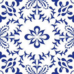 Floral Mediterranean Symmetry, Azulejo Tile