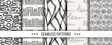 Fototapeta Młodzieżowe - Cute collection of doodle hipster seamless patterns. Ornament set for your design, wallpaper, background, fabric textile
