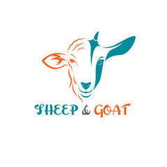 Wall Mural - Vector of sheep face and goat face on a white background. Animals farm. Easy editable layered vector illustration.