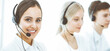 © Iryna - Call center. Group of diverse operators at work. Beautiful woman in headset communicating with customers of telemarketing service. Business concept