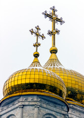 Golden domes of orthodox church in Pyatigorsk,Northern Caucasus.