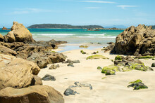 Beach And Rocky Coast Line, Tomakin, NSW, Australia