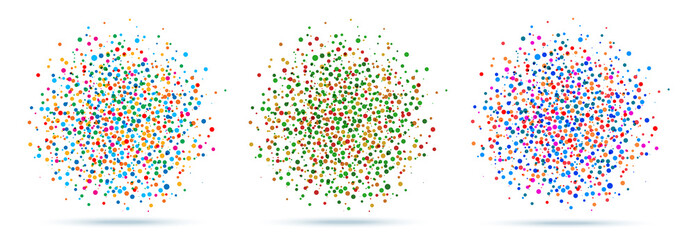 Wall Mural - circle dots set. bright colorful abstract round blot of dots. vector illustration