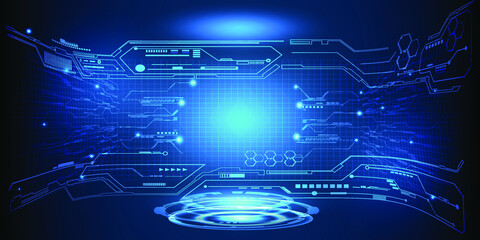 Wall Mural - hi tech digital space and digital modern tech architecture around for room layouts showcase stage fu
