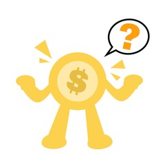 Wall Mural - vector illustration gold coin money economy and question chat bubble flat design cartoon style