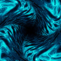 Canvas Print - water aqua tunnel. underwater corridor, blue neon waves, water streaks. blue neon dark abstraction. 
