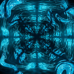 Canvas Print - water aqua tunnel. underwater corridor, blue neon waves, water streaks. blue neon dark abstraction. 