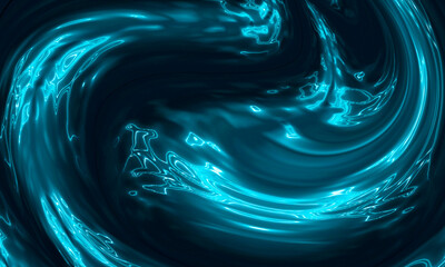 Canvas Print - water aqua tunnel. underwater corridor, blue neon waves, water streaks. blue neon dark abstraction. 