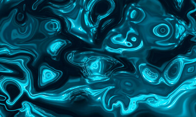 Canvas Print - water aqua tunnel. underwater corridor, blue neon waves, water streaks. blue neon dark abstraction. 