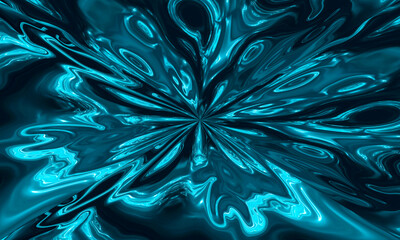 Canvas Print - water aqua tunnel. underwater corridor, blue neon waves, water streaks. blue neon dark abstraction. 